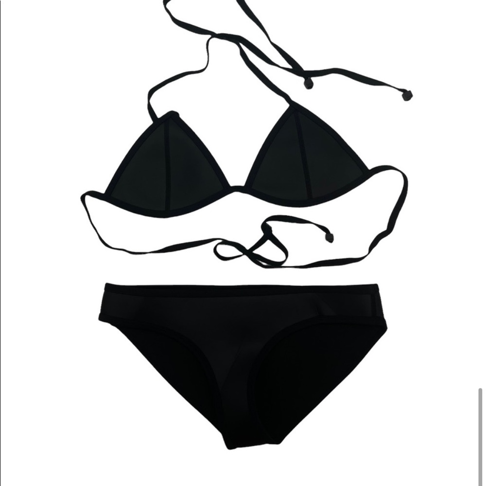 Triangl Black Bikini Set—Triangle String Neoprene Womens XSmall Cheeky